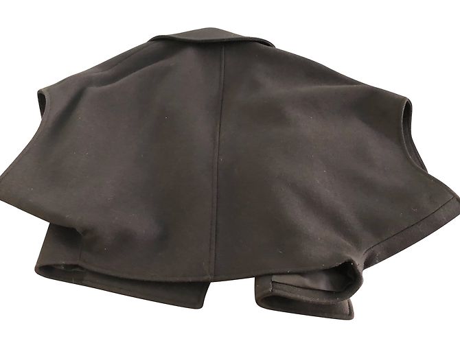 Saint Laurent Black Wool Jacket Cape - view 2