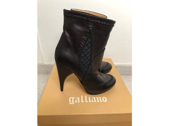 Stivaletti Galliano in pelle nera Nero - vista 2