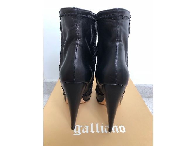 Stivaletti Galliano in pelle nera Nero - vista 4