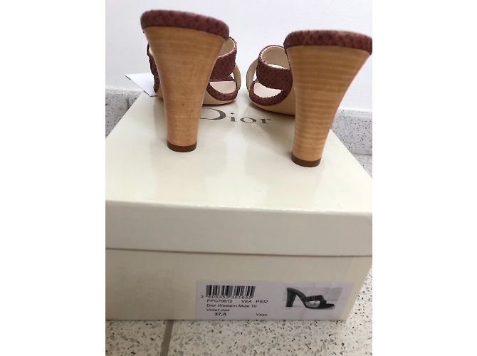 Mules Dior en cuir effet python rose - vue 3