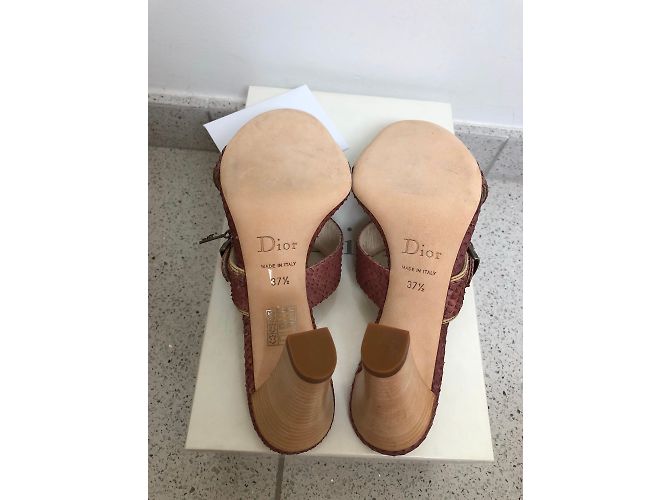 Mules Dior en cuir effet python rose - vue 4