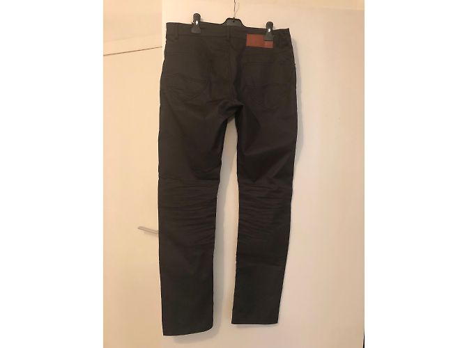 Autre Marque Pantaloni in cotone grigio scuro canvas 34 Grigio antracite - vista 3