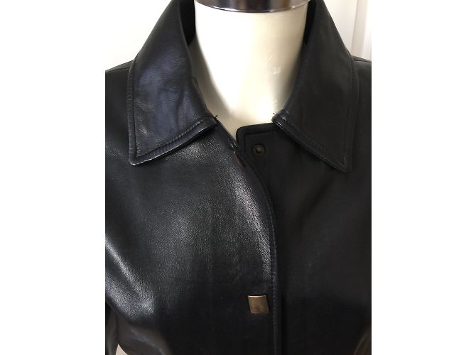 Autre Marque Abrigo de cuero negro - vista 2