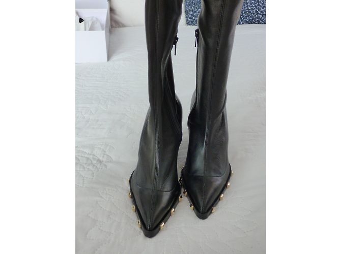 Stivali Sonia Rykiel in pelle di vitello nera con borchie dorate Nero - vista 11