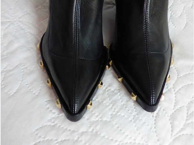 Stivali Sonia Rykiel in pelle di vitello nera con borchie dorate Nero - vista 2