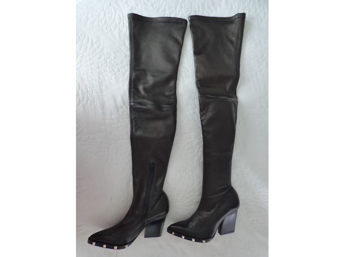 Stivali Sonia Rykiel in pelle di vitello nera con borchie dorate Nero - vista 3