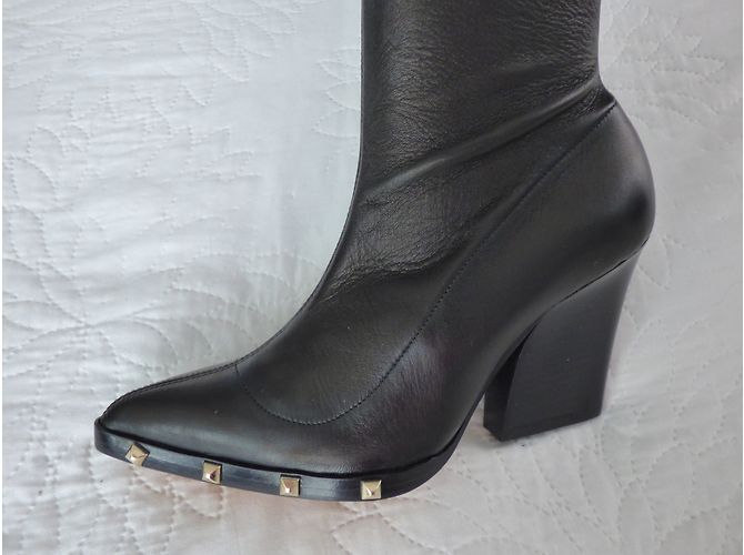 Stivali Sonia Rykiel in pelle di vitello nera con borchie dorate Nero - vista 8