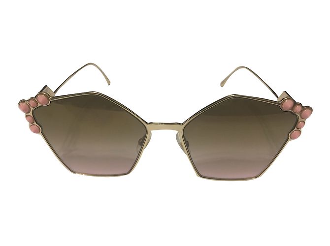 Occhiali da sole Fendi pentagonali rosa e oro - vista 2