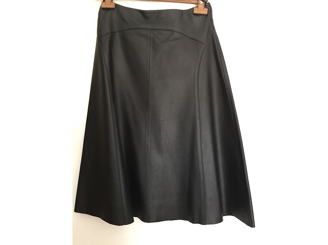 Falda midi de piel de cordero negra Barbara Bui Negro - vista 2