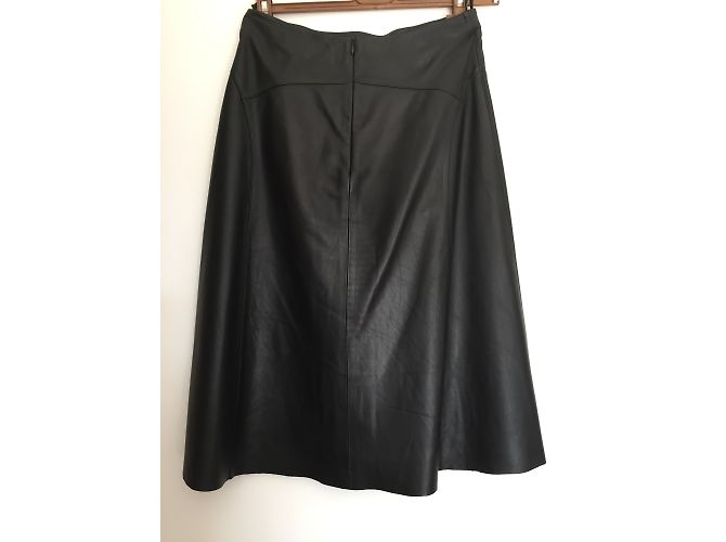 Falda midi de piel de cordero negra Barbara Bui Negro - vista 4