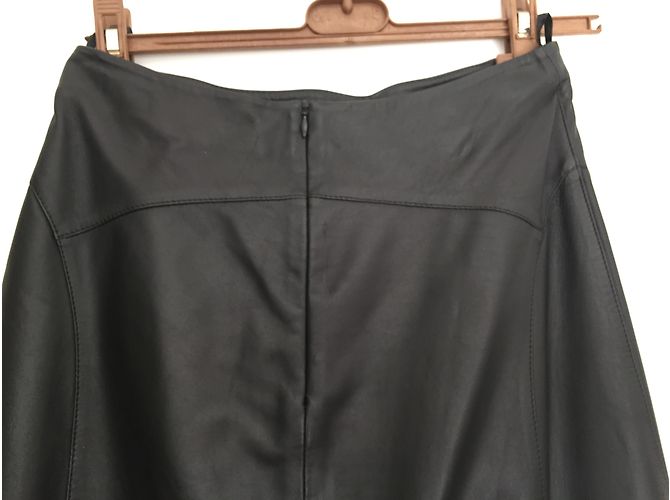Falda midi de piel de cordero negra Barbara Bui Negro - vista 5