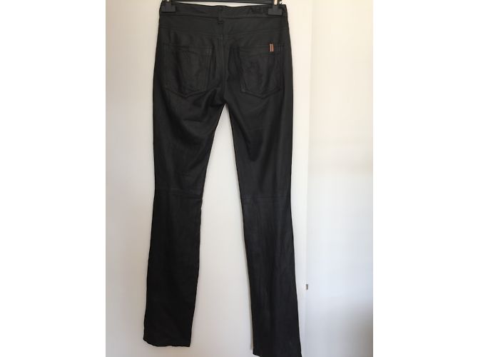 Pantalones rectos de cuero negro Notify - vista 2
