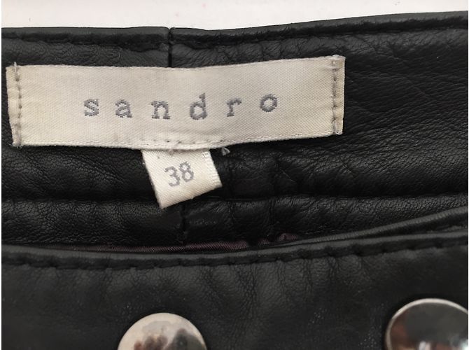 Sandro Schwarze Lederhose Slim Fit - Ansicht 4