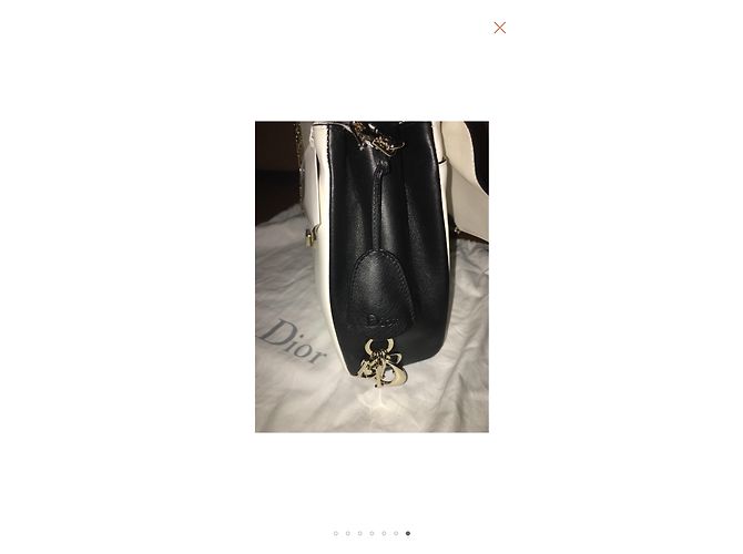 Christian Dior Handtasche aus Leder Schwarz Eggshell Aus weiß - Ansicht 6