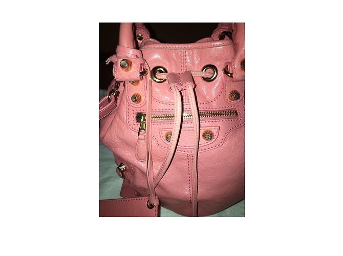 Borsa Balenciaga Pompom Rosa in Pelle - vista 5