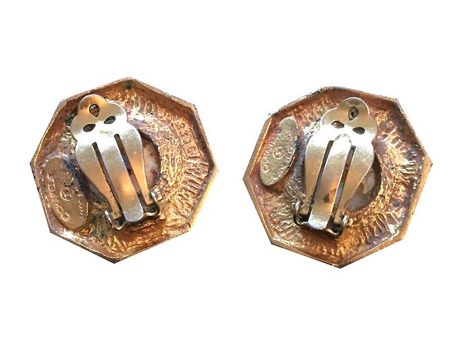 Orecchini Chanel dorati con pietra bianca D'oro - vista 2