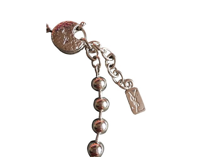 Collana Yves Saint Laurent Argentata con Cabochon Blu Argento - vista 2