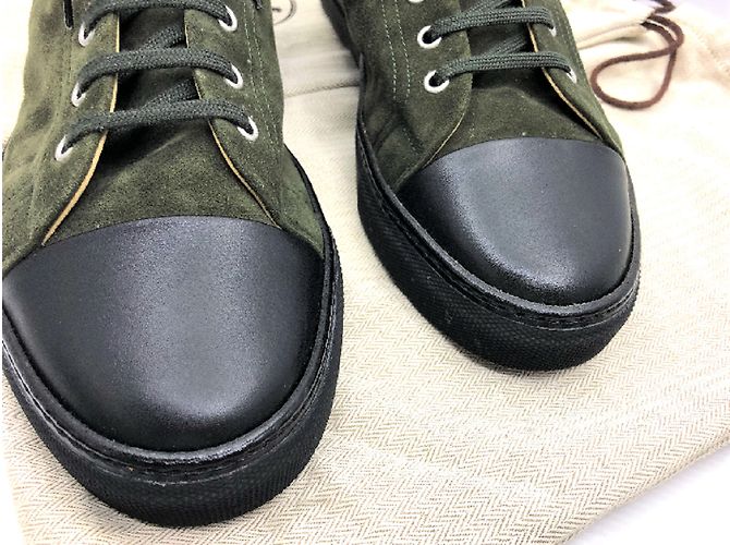 Baskets Alessandro Dell'Acqua Haut De Gamme Gris Vert - Taille 44.5, Cuir Daim, Occasion