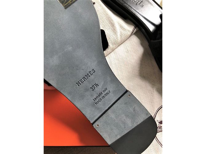 Oran Hermès Sandali di visone nero di visone - vista 3