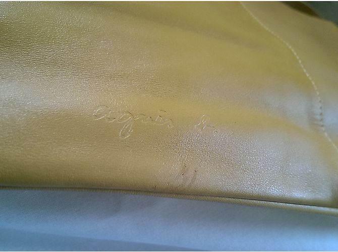 Borsa da viaggio Agnès b. in pelle di agnello beige - vista 11