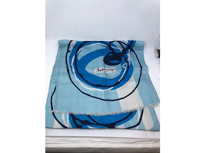 Sciarpa Balenciaga in seta blu - vista 16