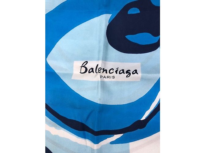 Sciarpa Balenciaga in seta blu - vista 11