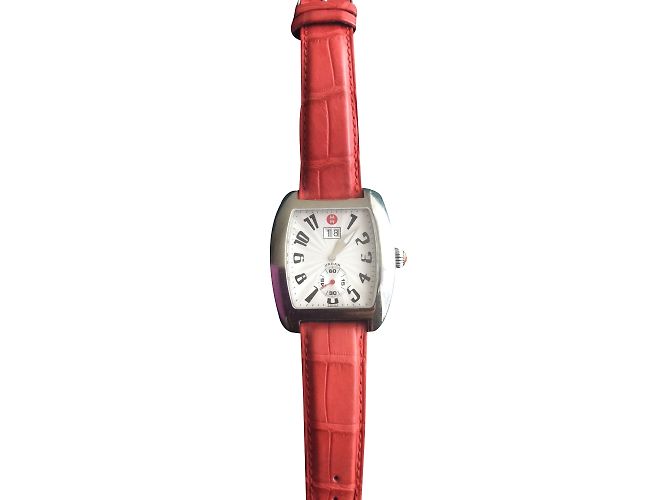 Autre Marque Michele Urban Uhr mit rotem Lederarmband Silber - Ansicht 2