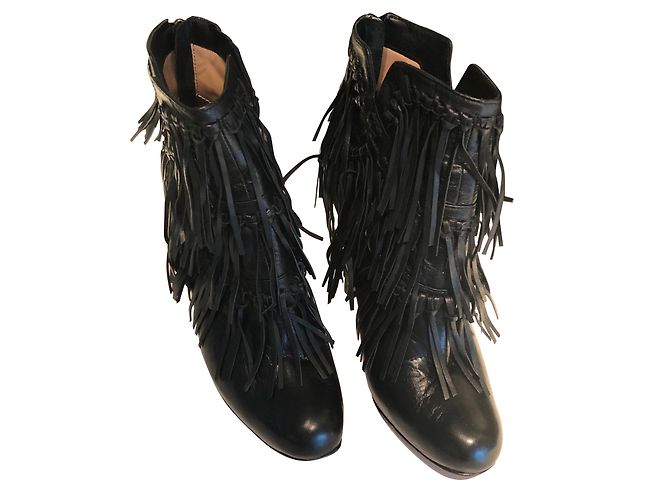 Botines con flecos Jean Michel Cazabat de piel negra Negro - vista 2