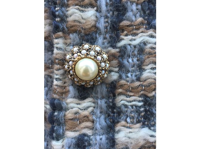 Abrigo Dolce & Gabbana de lana azul tweed con cuello de piel - vista 3