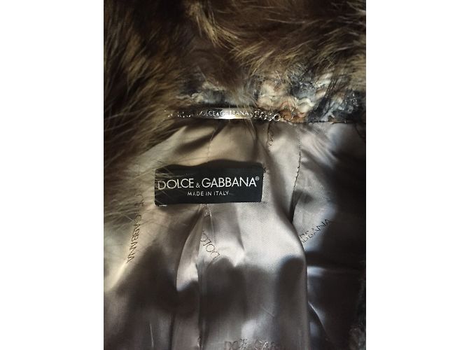 Abrigo Dolce & Gabbana de lana azul tweed con cuello de piel - vista 4