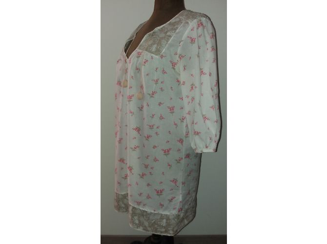 Túnica larga Berenice de algodón manga 3/4 Rosa Blanco Gris - vista 2