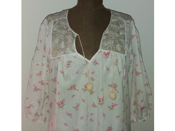 Túnica larga Berenice de algodón manga 3/4 Rosa Blanco Gris - vista 6