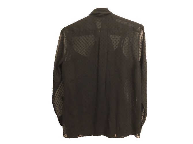 Camicia Swildens nera con colletto lavallière e plumetis Nero - vista 2