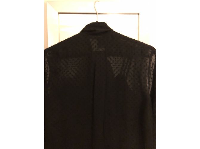 Camicia Swildens nera con colletto lavallière e plumetis Nero - vista 4