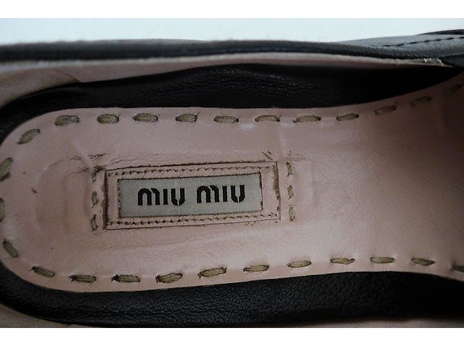 Mocassini Miu Miu in pelle nero argento - vista 5