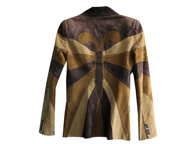 Giacca Dolce & Gabbana in scamosciato e velluto a coste marrone beige - vista 2