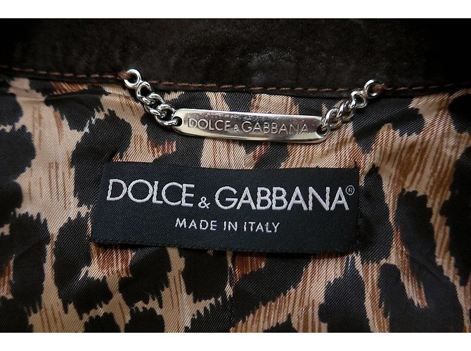 Giacca Dolce & Gabbana in scamosciato e velluto a coste marrone beige - vista 3