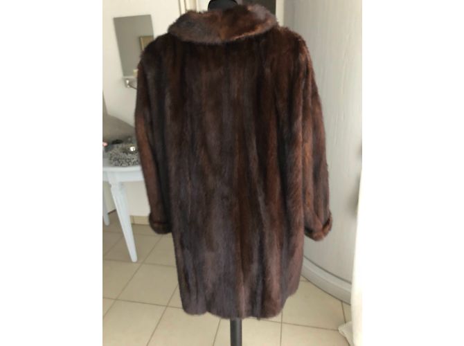 Autre Marque Abrigo de piel de visón marrón oscuro - vista 3