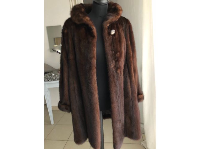 Autre Marque Abrigo de piel de visón marrón oscuro - vista 4