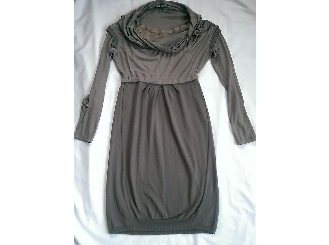 Vestido Patrizia Pepe Cáqui de Mangas Compridas Bi Material Caqui - vista 2