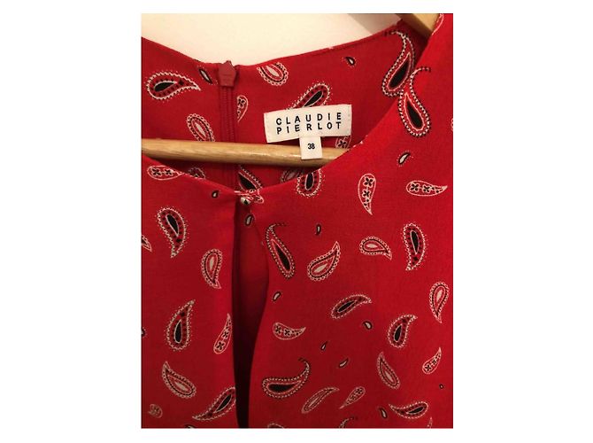 Vestido Claudie Pierlot Rojo con Estampado de Algodón Roja - vista 2