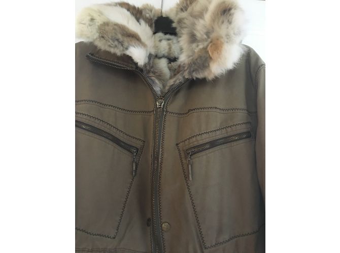 Just Cavalli Parka Kaki con forro de piel Caqui - vista 3