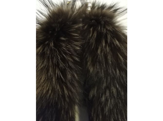 Autre Marque Abrigo con cuello de piel de zorro caqui - vista 2