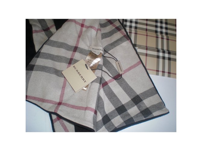Burberry bufanda cachemir algodón cheque beige Negro - vista 2