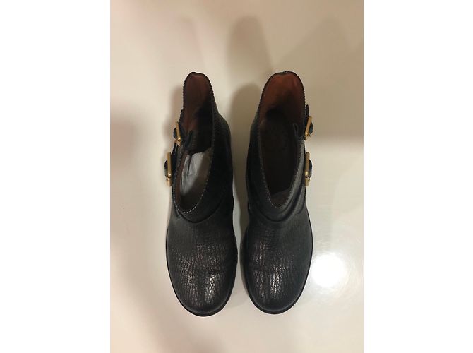 Marc by Marc Jacobs Biker Stiefel aus Leder anthrazit Anthrazitgrau - Ansicht 3