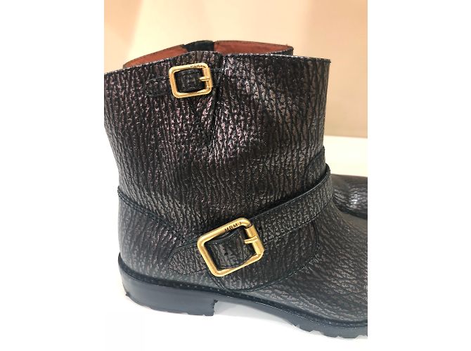 Marc by Marc Jacobs Biker Stiefel aus Leder anthrazit Anthrazitgrau - Ansicht 5