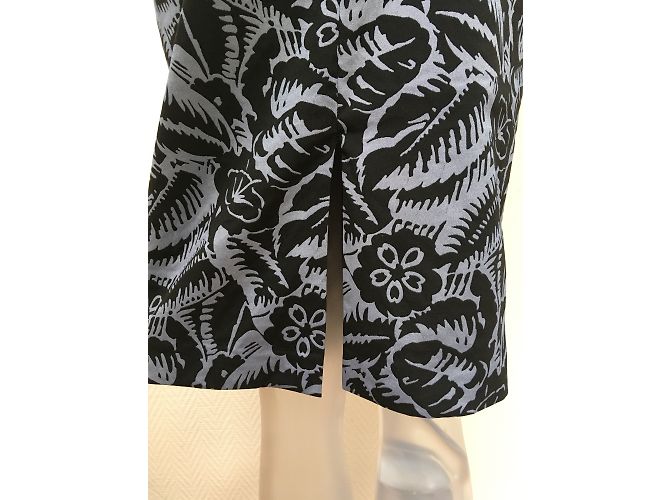Autre Marque Falda lápiz estampada negra azul gris Negro - vista 3