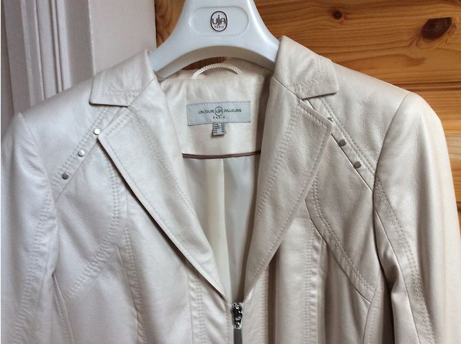 Autre Marque Jacke Un jour ailleurs Beige Kunstleder - Ansicht 5