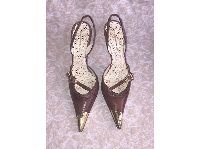Décolleté Gianmarco Lorenzi in pelle marrone - vista 2