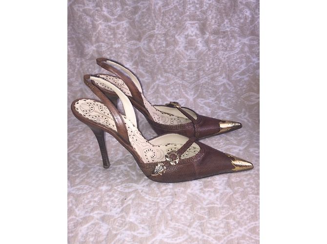 Décolleté Gianmarco Lorenzi in pelle marrone - vista 3